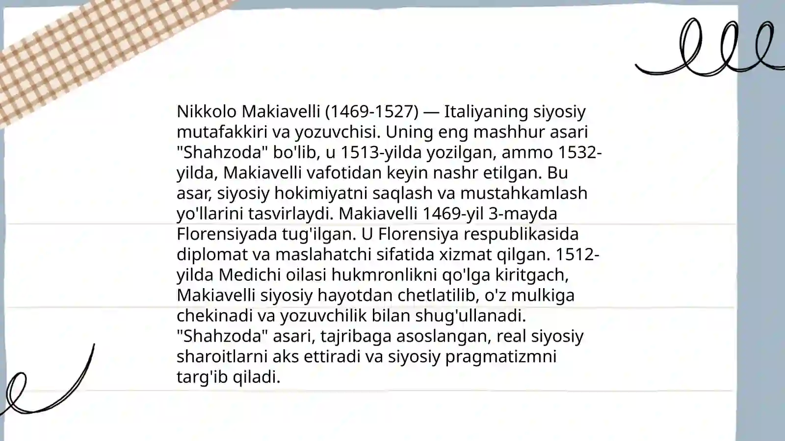Makiavellining "Xukmdor" asari boʻyicha taqdimot tayyorlash 3