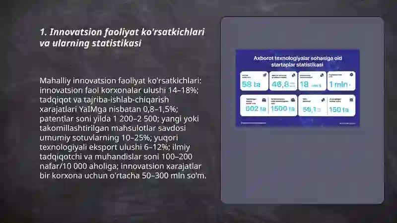 Innovatsiya va ilmiy-texnik rivojlanish statistikasi 3