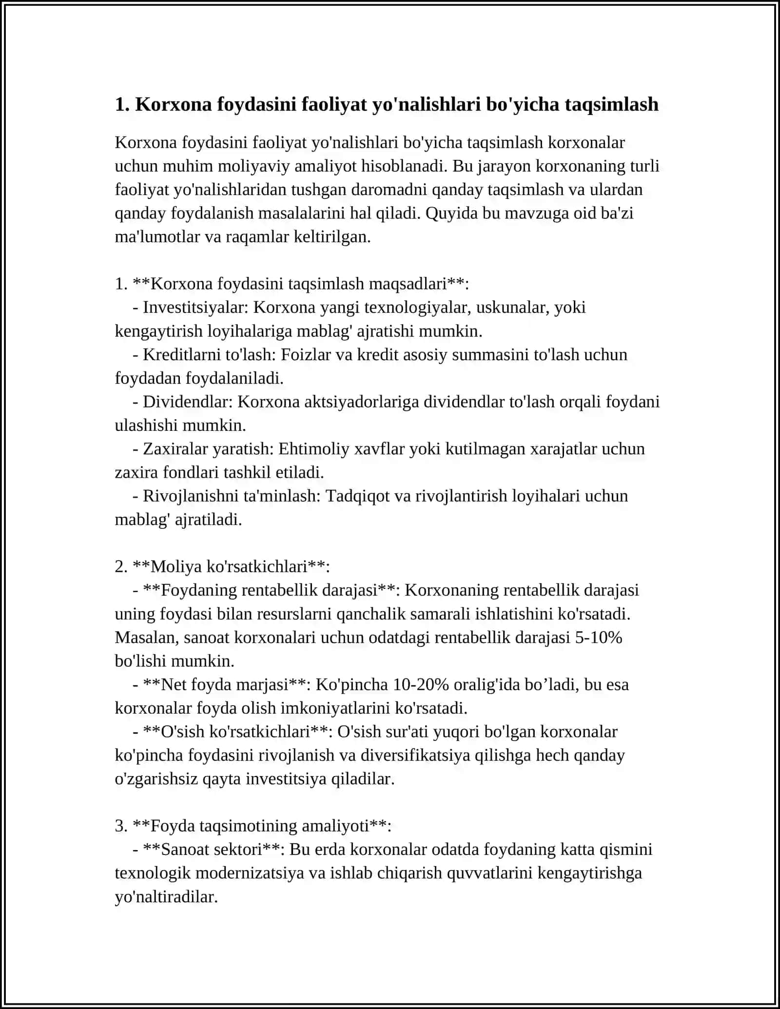 KORXONA FOYDASINING SARFLANISHI VA TAQSIMLANISHI 3