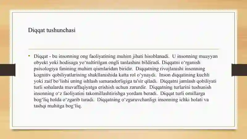 Diqqatning turlari va rivojlantirish usullari 3