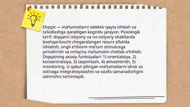 Psixolog olimlarning diqqat va sezgilar haqidagi qarashlari 3