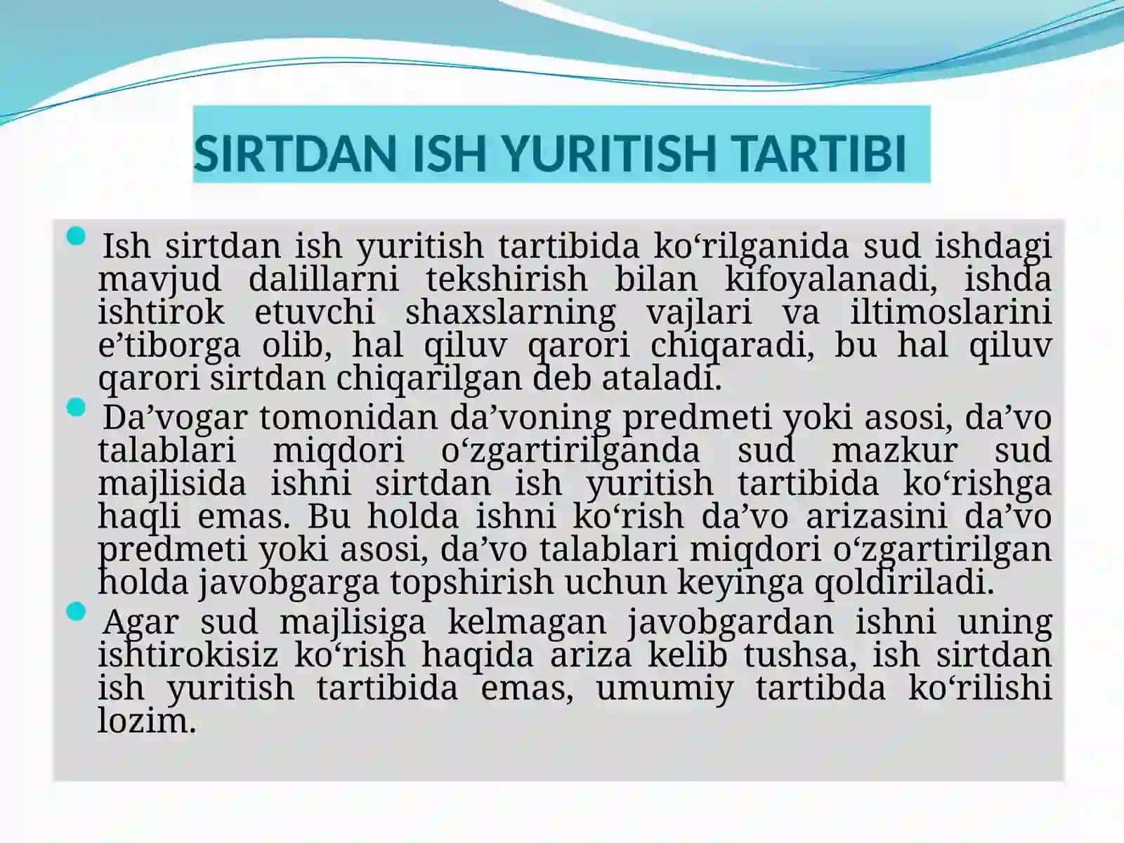 SIRTDAN ISH YURITISH ASOSLAR 3
