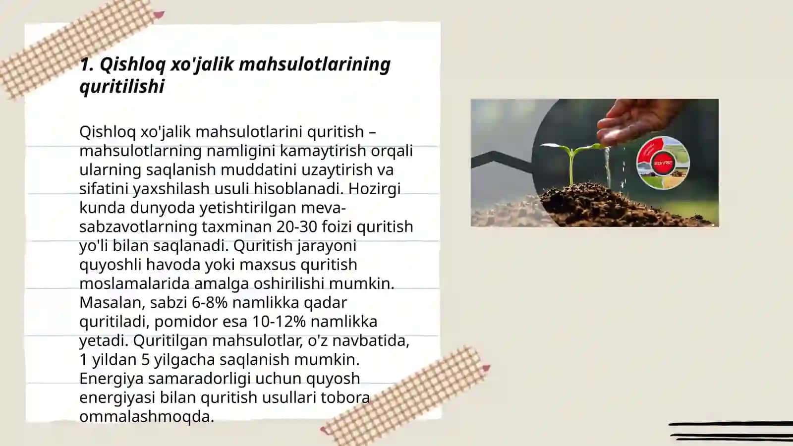 Qishloq xo'jalik mahsulotlarini qayta ishlash 3
