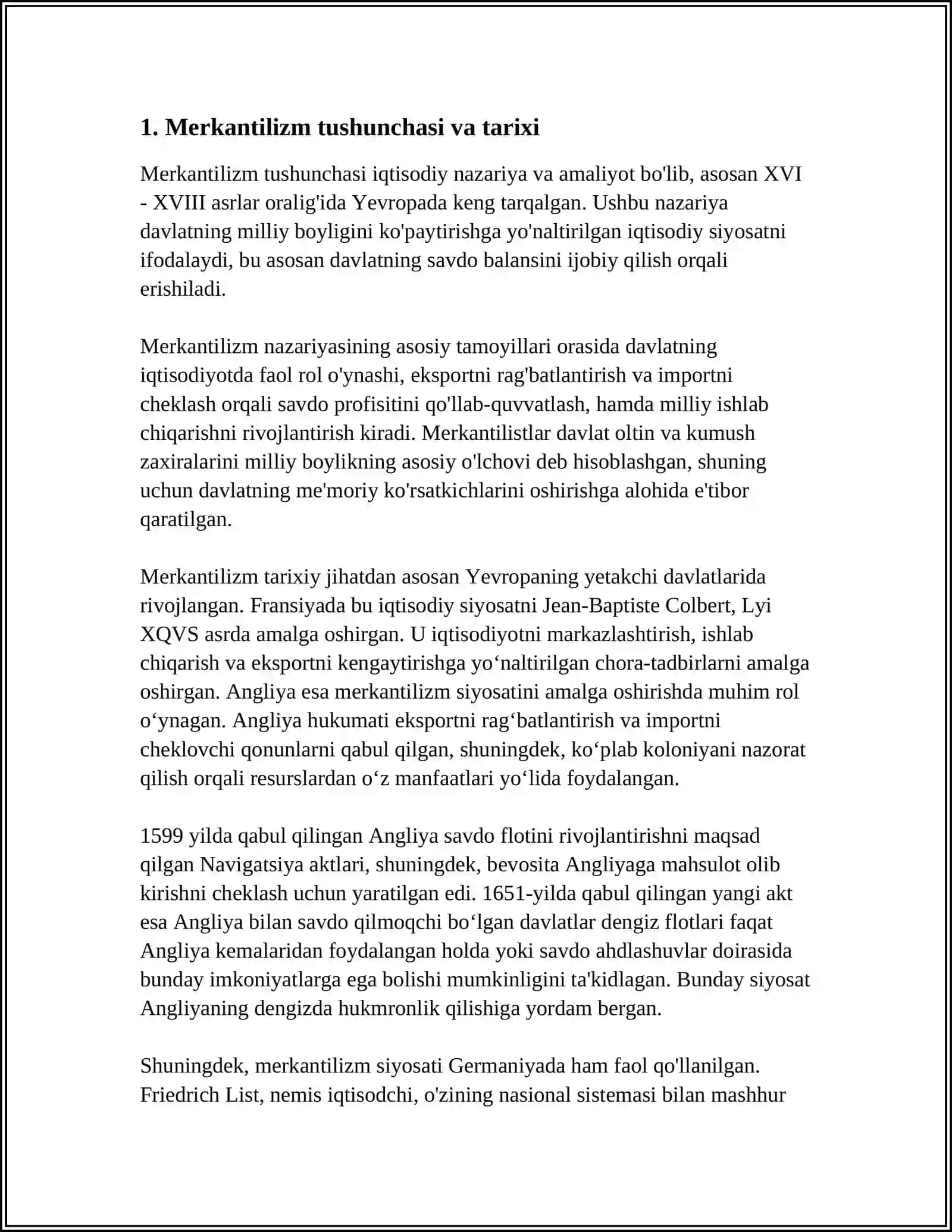 MERKANTILIZMDAGI IQTISODIY QARASHLAR: ZAMONAVIY TAHLIL VA AMALIYOT 3
