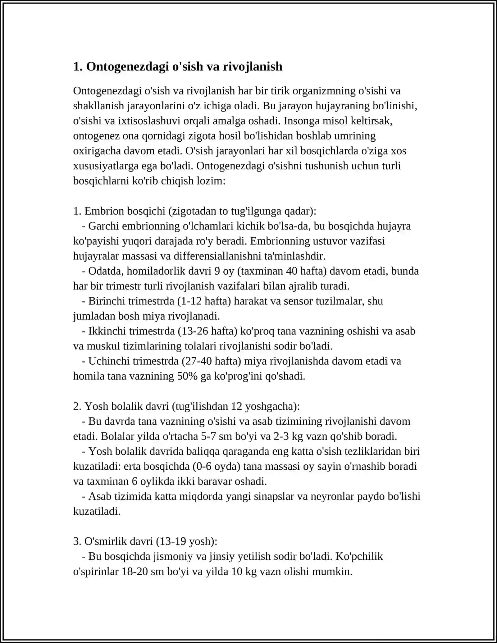 O'SISH VA RIVOJLANISH GETEROXRONIYASINI JADVAL VA SXEMALAR TARZIDA O'RGANIB CHIQISH 3