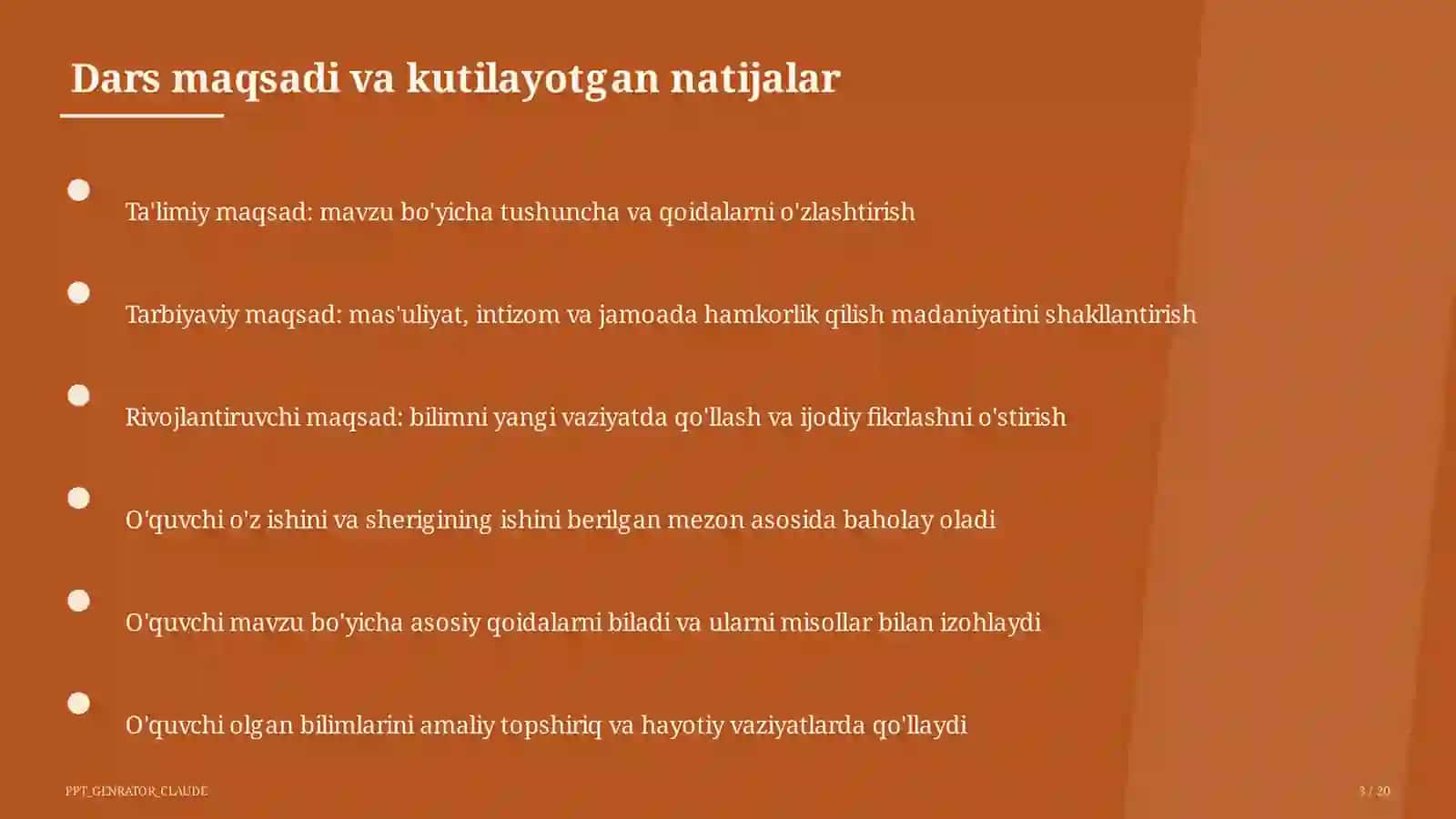 Sinf soati va tarbiyaviy tadbirlar (1–11) 3