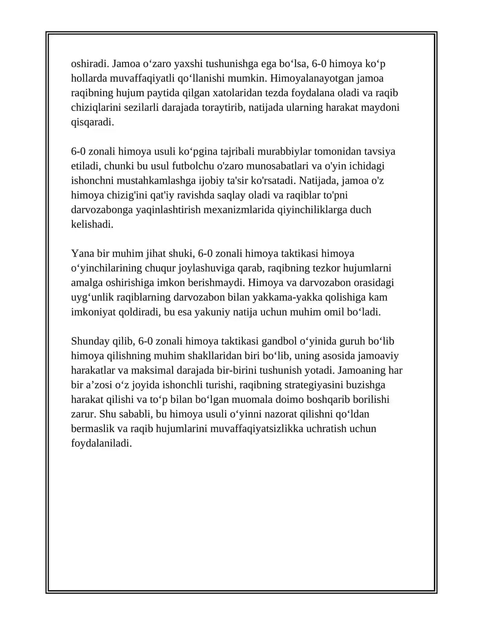 GANDBOL O'YINIDA GURUH BO'LIB HIMOYA QILISH TAKTIKASI 3