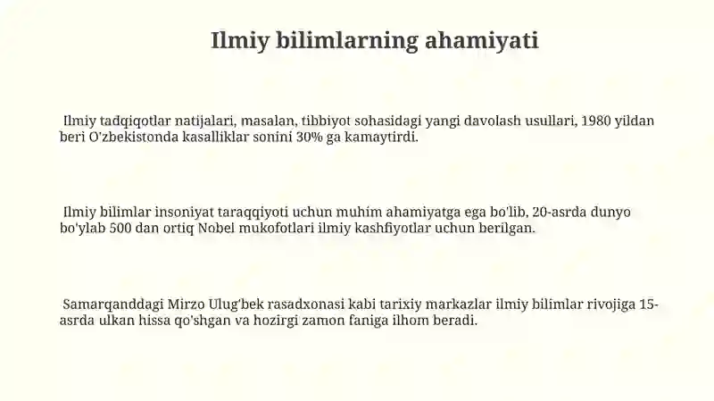 Ilmiy Bilimlar va uning metodlari 3