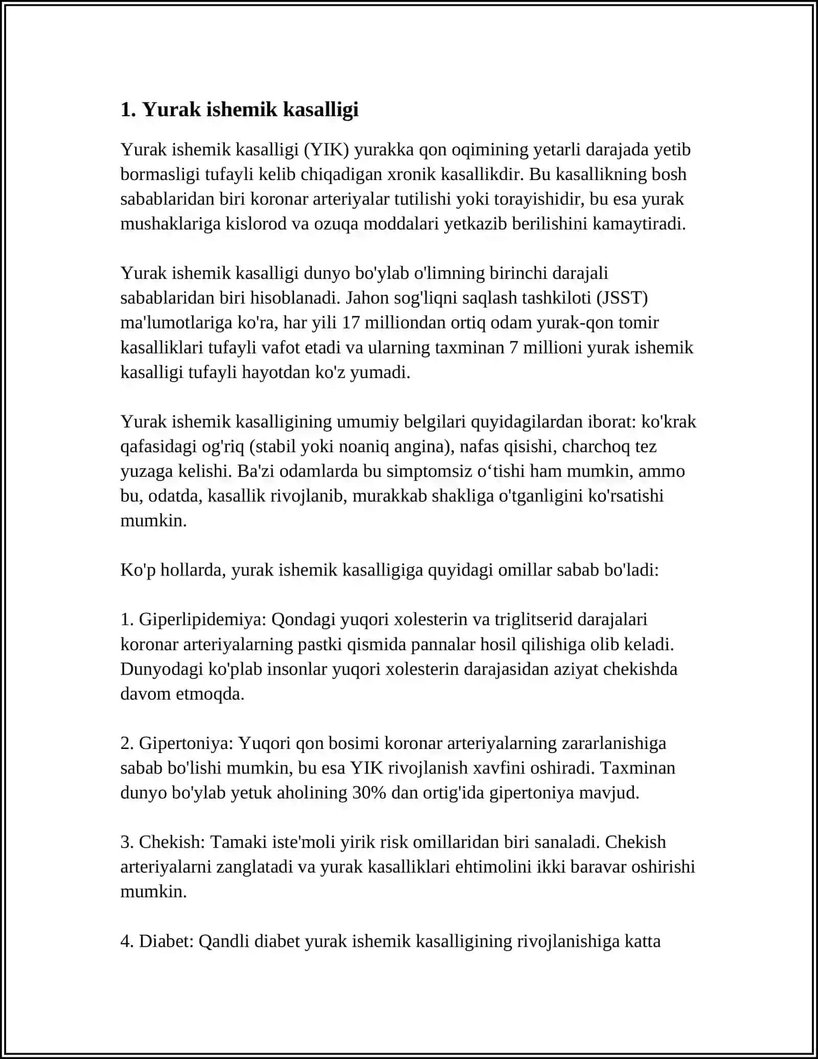 YURAK QON TOMIR KASALLIKLARI REFERAT 3