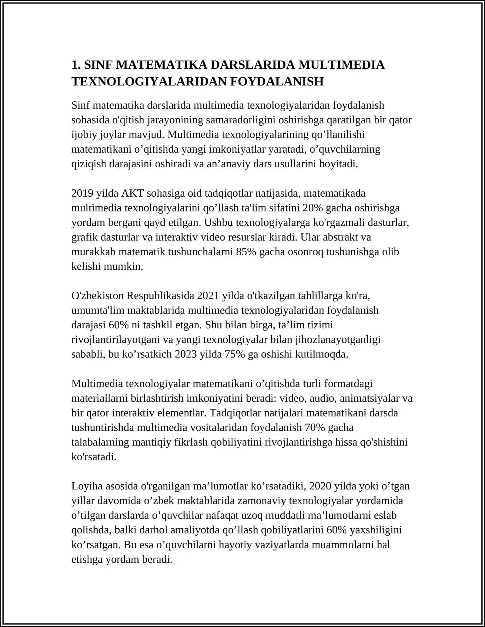 SINF MATEMATIKA DARSLARIDA ÔQITISHNING TEXNIK VOSITASIDAN FOYDALANISH 3