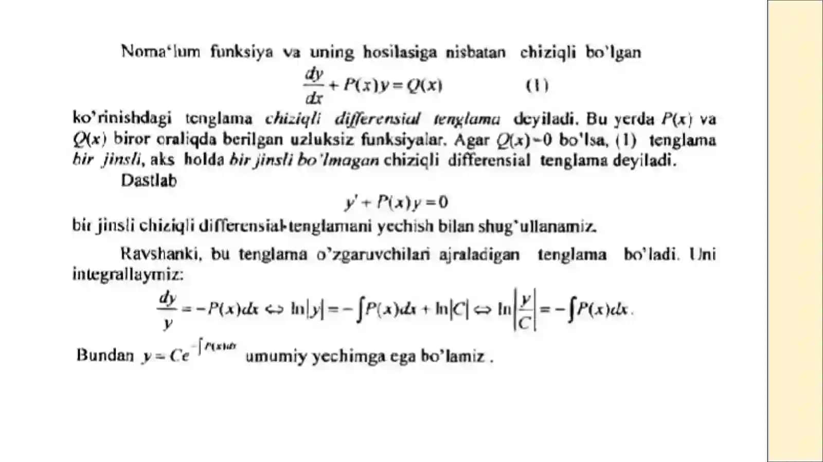 Chiziqli differensial tenglamalar sistemasi 3