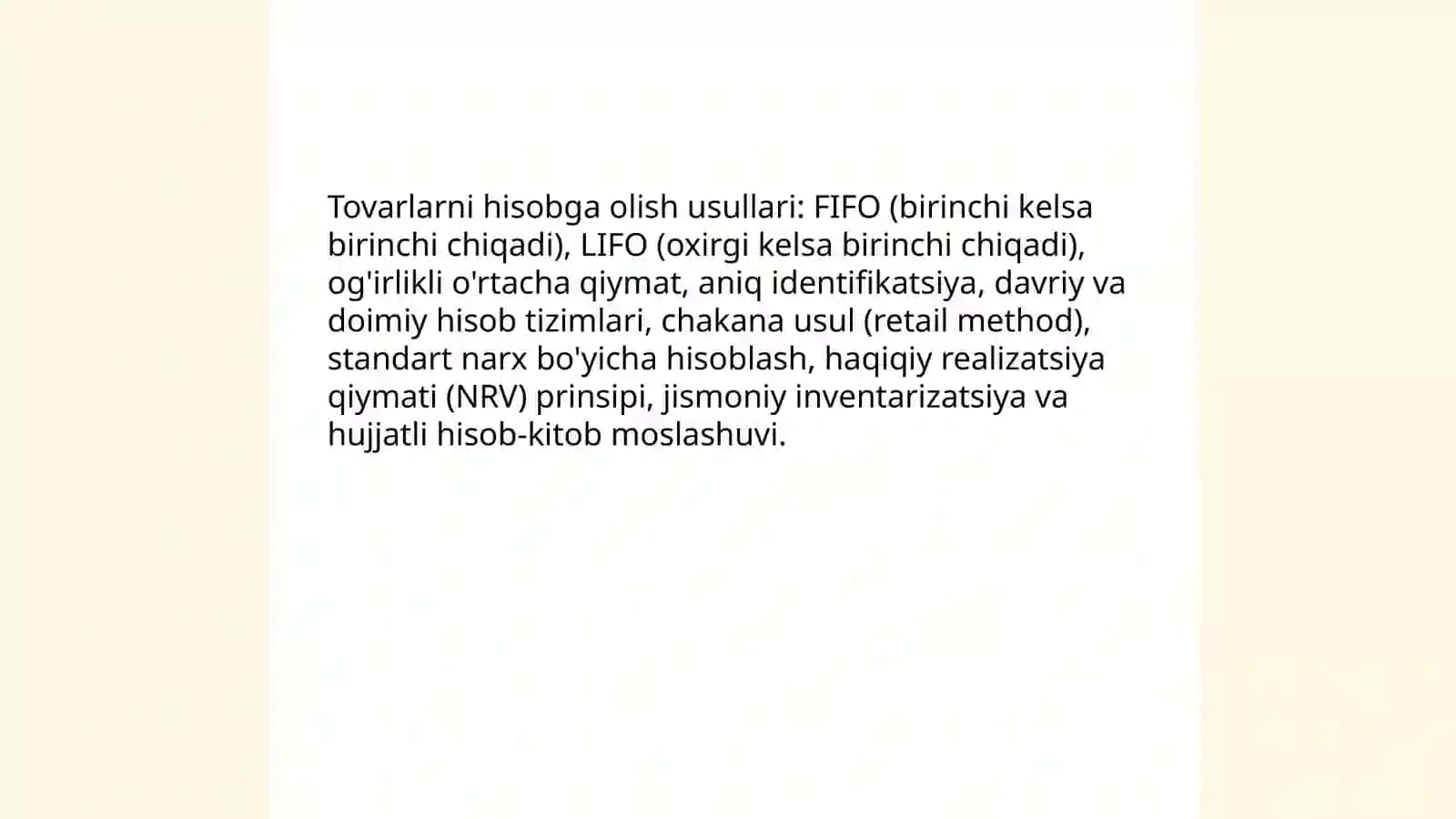 Tovarlarni hisobga olish usullari 3