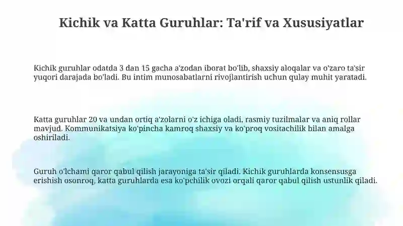 Kichik va Katta Guruhlar Psixologiyasi 3
