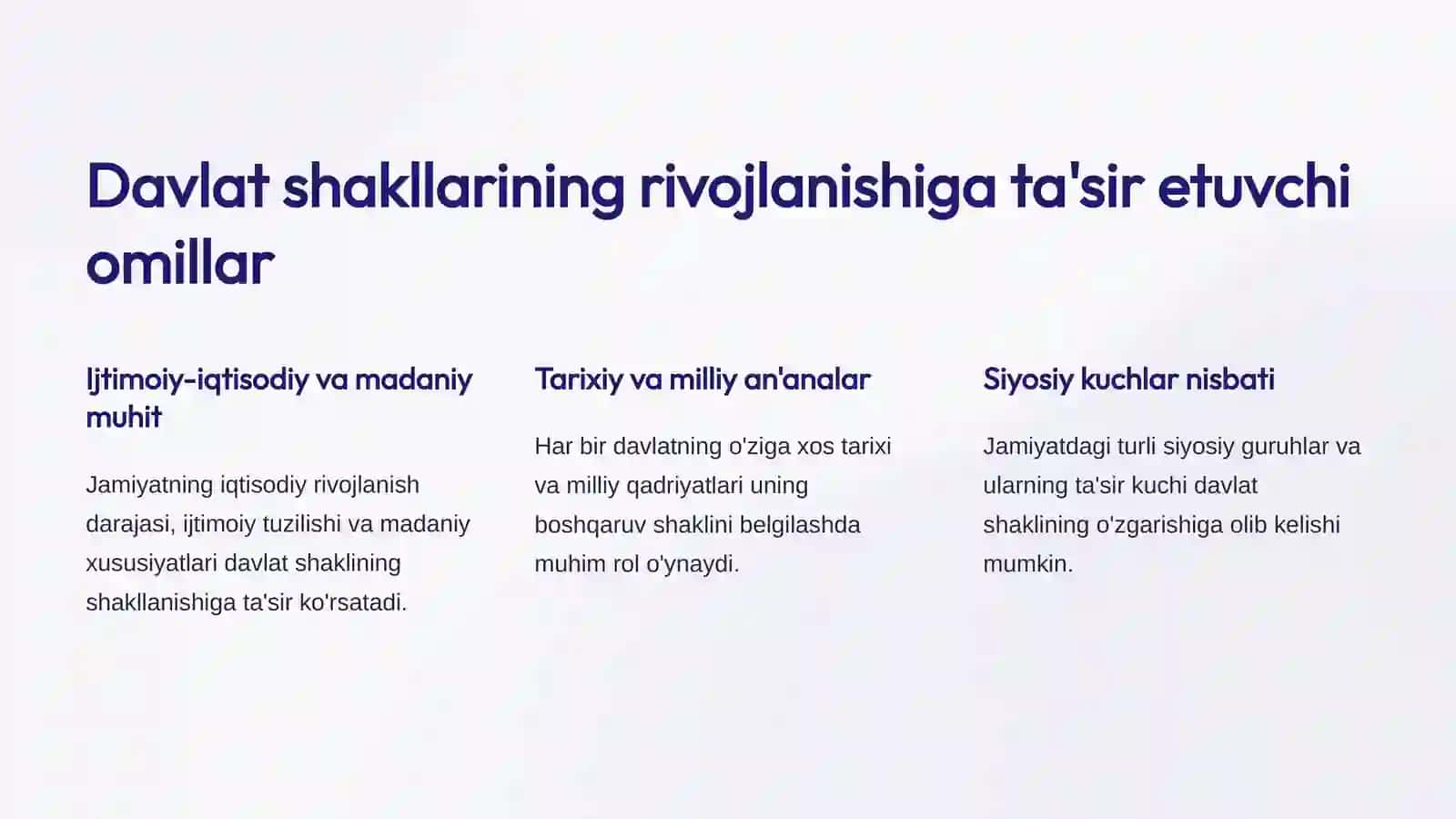 Davlat shakllari:Boshqaruvvatuzilishi 3