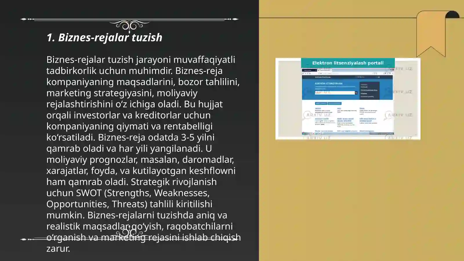 Biznes va tadbirkorlik faoliyatini rejalashtirish va takomillashtirish 3