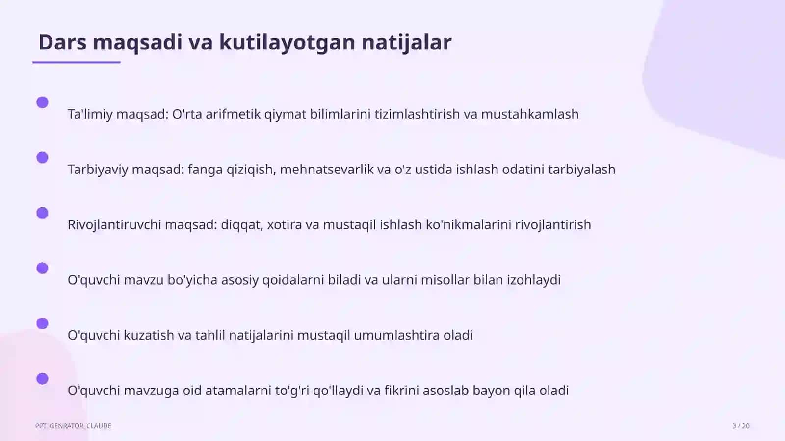 O'rta arifmetik qiymat (5-sinf) 3