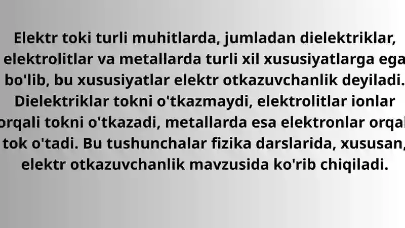 Elektr toki turli muhitlarda 3
