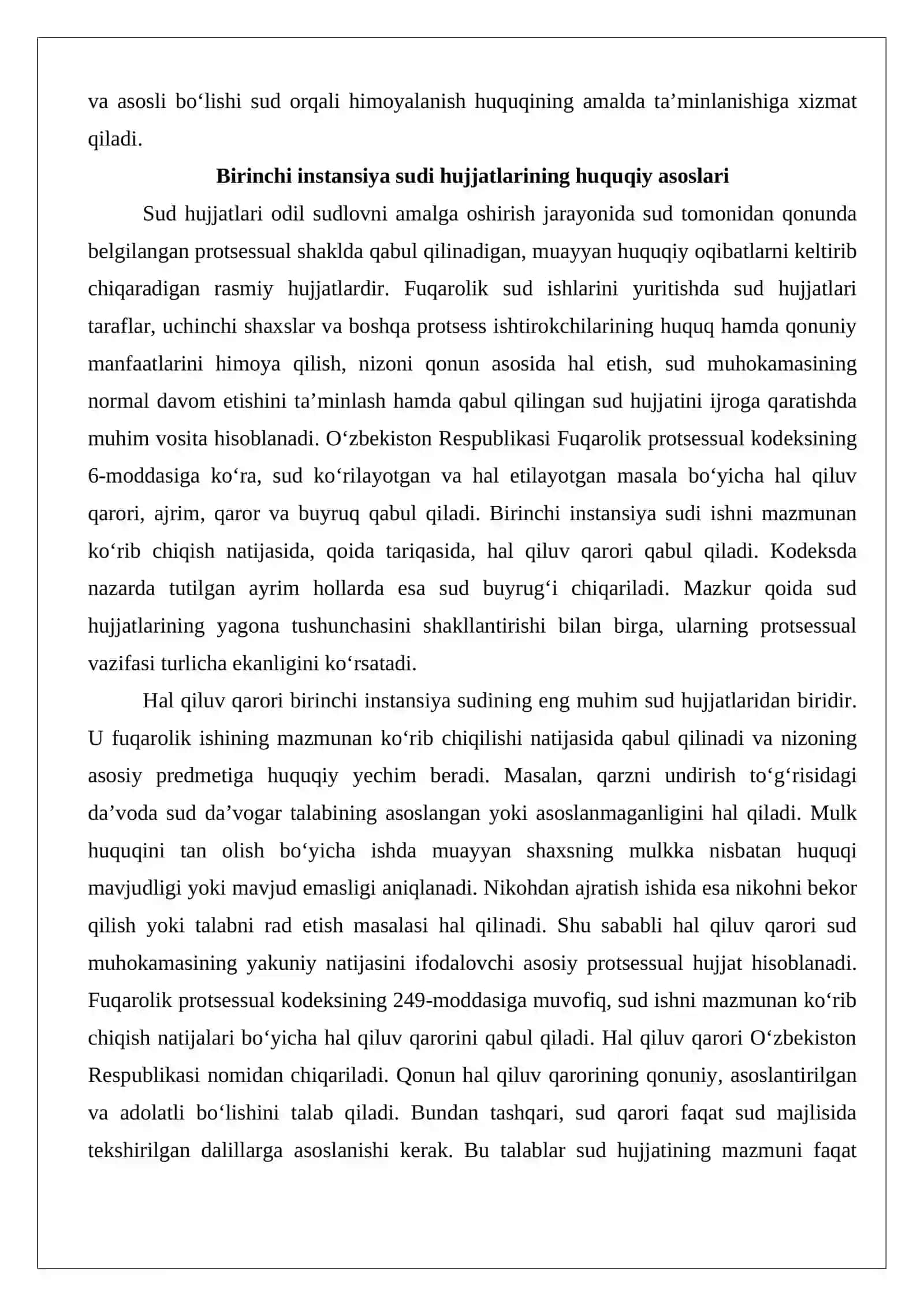 Birinchi instansiya sudining hal qiluv qarori va ajrimlari 3