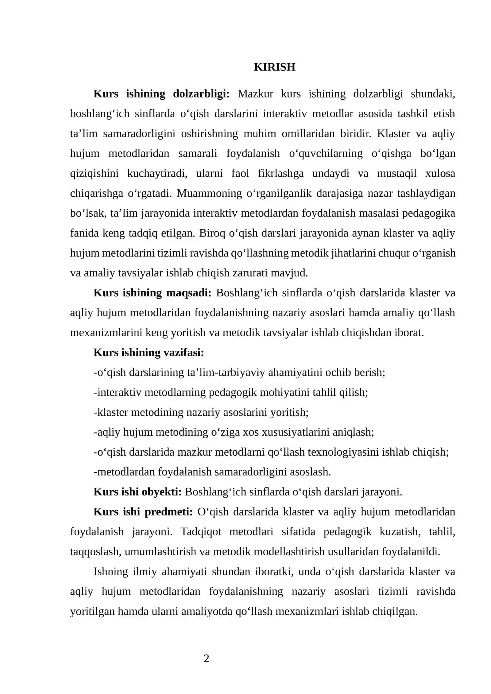 O‘QISH DARSLARIDA KLASTER VA AQLIY HUJUM METODLARIDAN FOYDALANISH 3