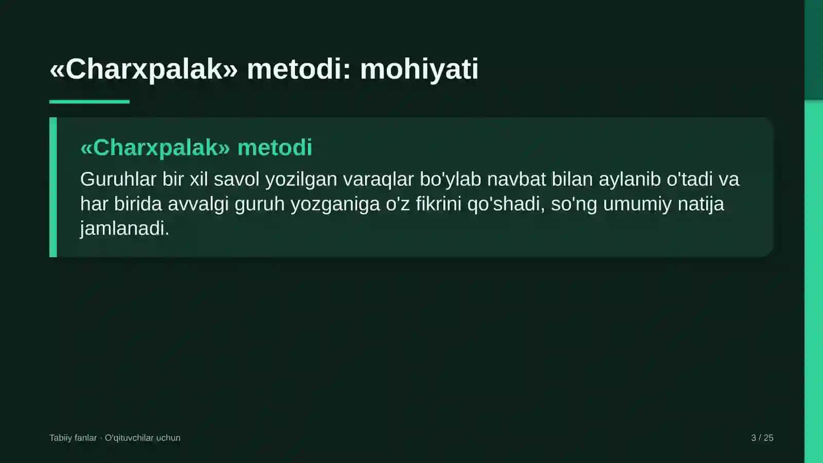 tabiiy fanlar darslarida charxpalak metodidan foydalanish 8887 3