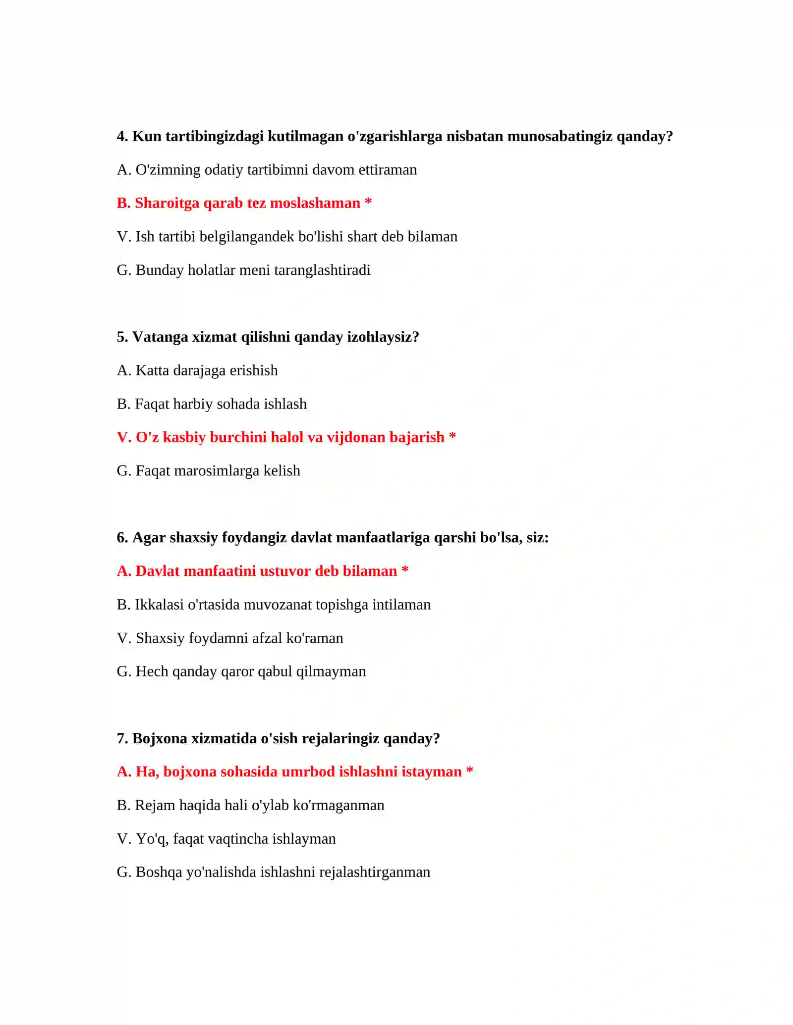 Bojxona rejimlari bo‘yicha testlar 3