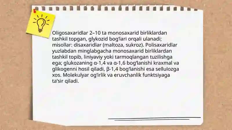 Oligosaxaridlar va polisaxaridlarning tuzilishi va biologik vazifalari 3
