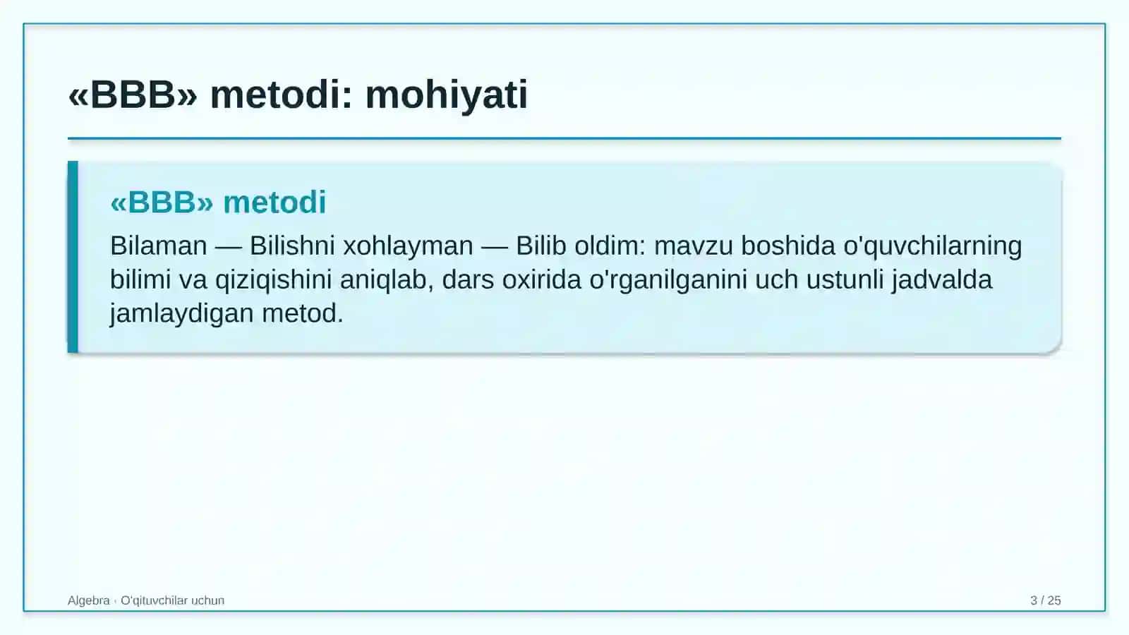 algebra darslarida bbb metodidan foydalanish 5802 3
