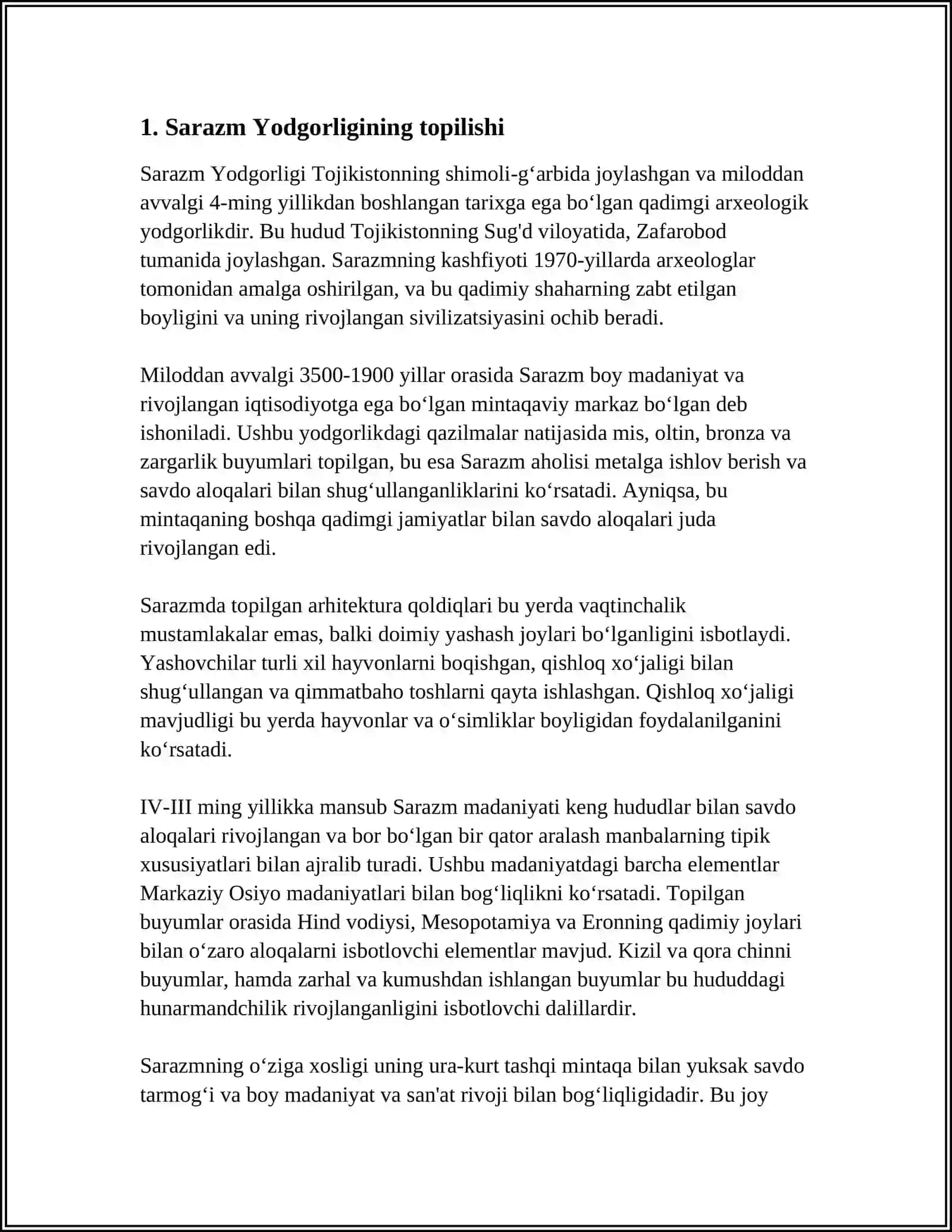SARAZM YODGORLIKLAR HAQIDA MALUMOT 3