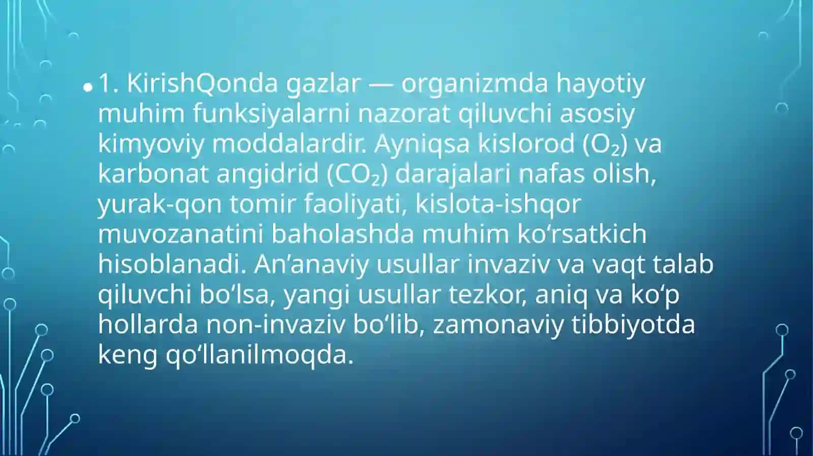 Qonda gazlar miqdorini aniqlashni yangi usullari 3