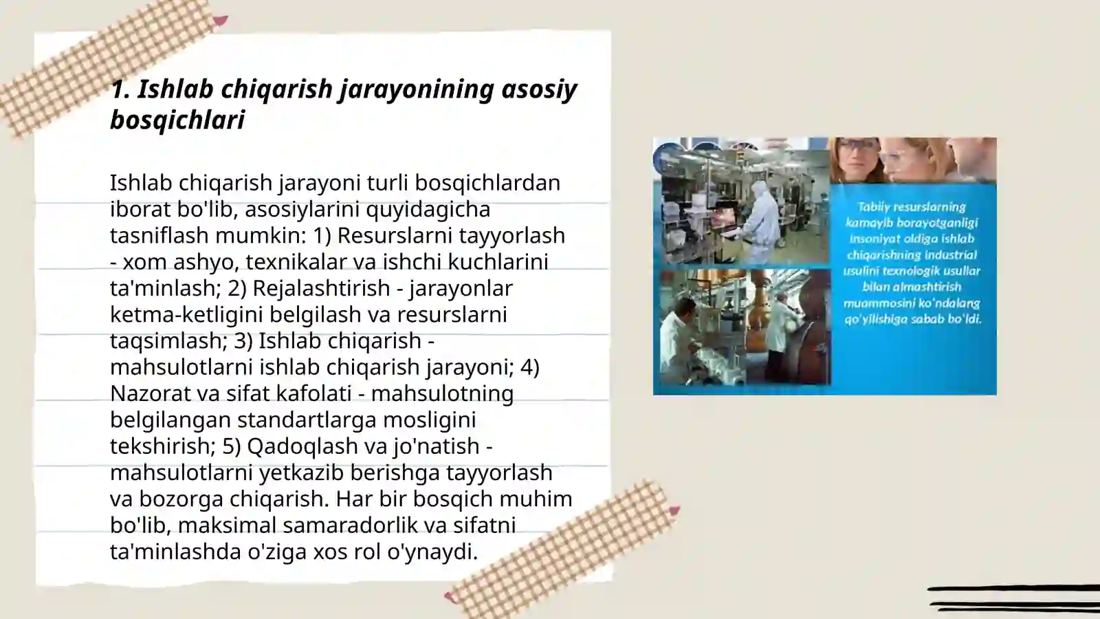 Ishlab chiqarish jarayoni va uning natijalari 3