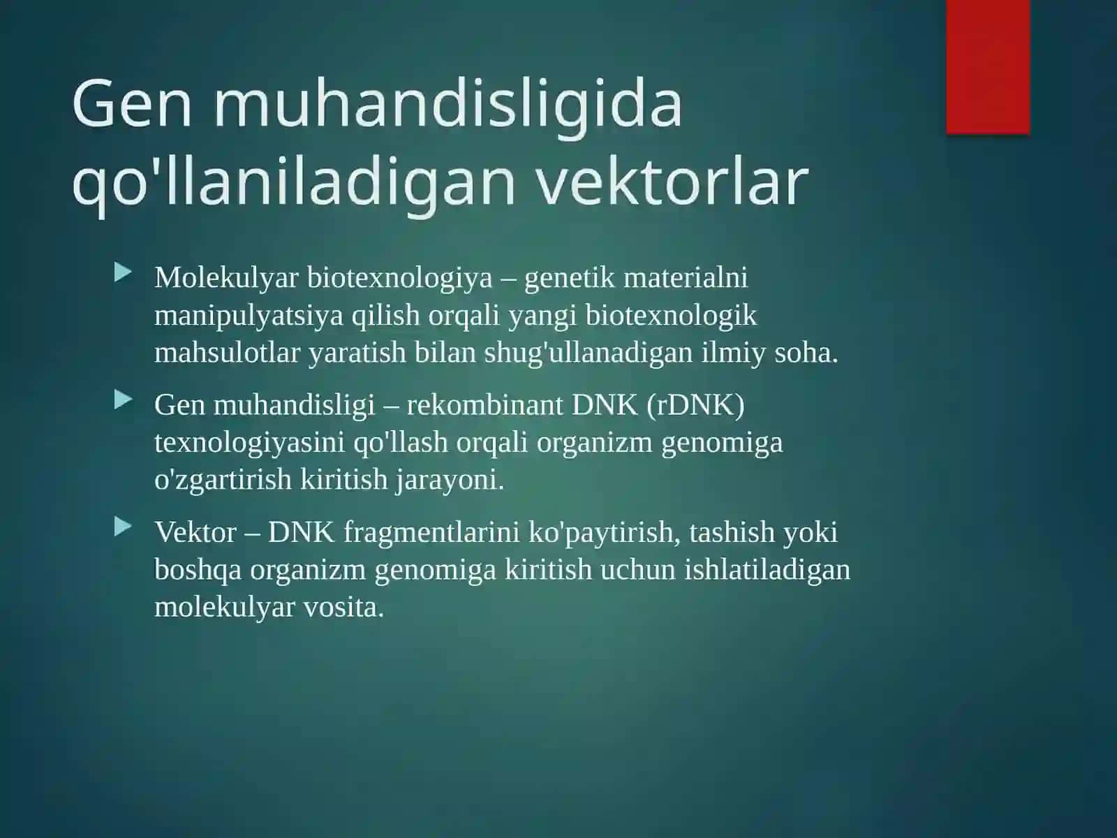 Gen muhandisligida  foydalaniladigan vektorlar 3