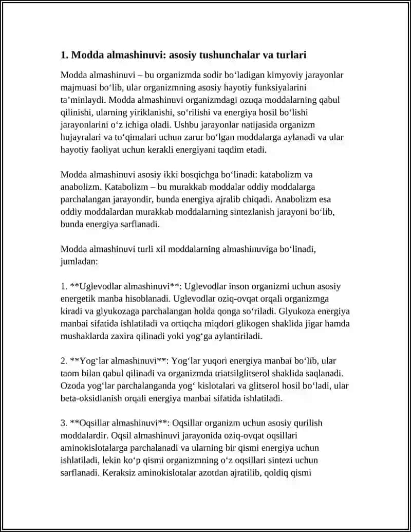 MODDALAR VA ENERGIYA ALMASHINUVI. OVQATLANISHNING FIZIOLOGIK ASOSLARI 3