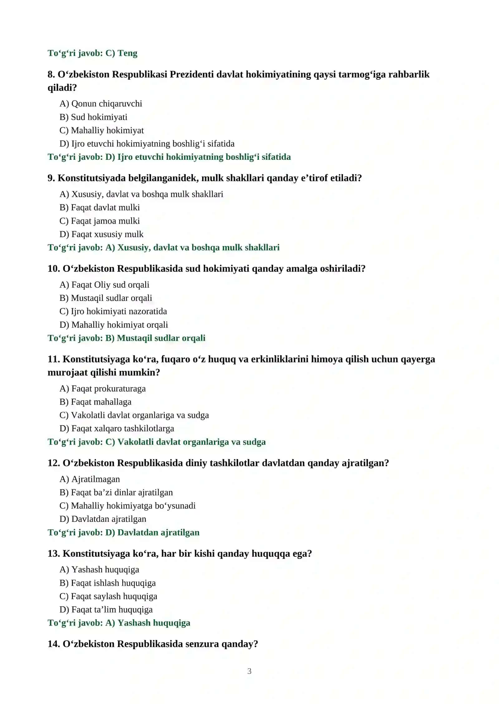 Argos Test Savollari Va Javoblari 3