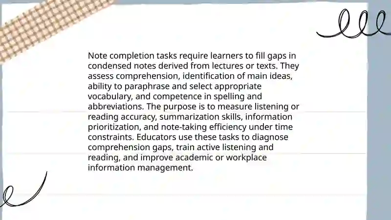 Note completion tasks 3