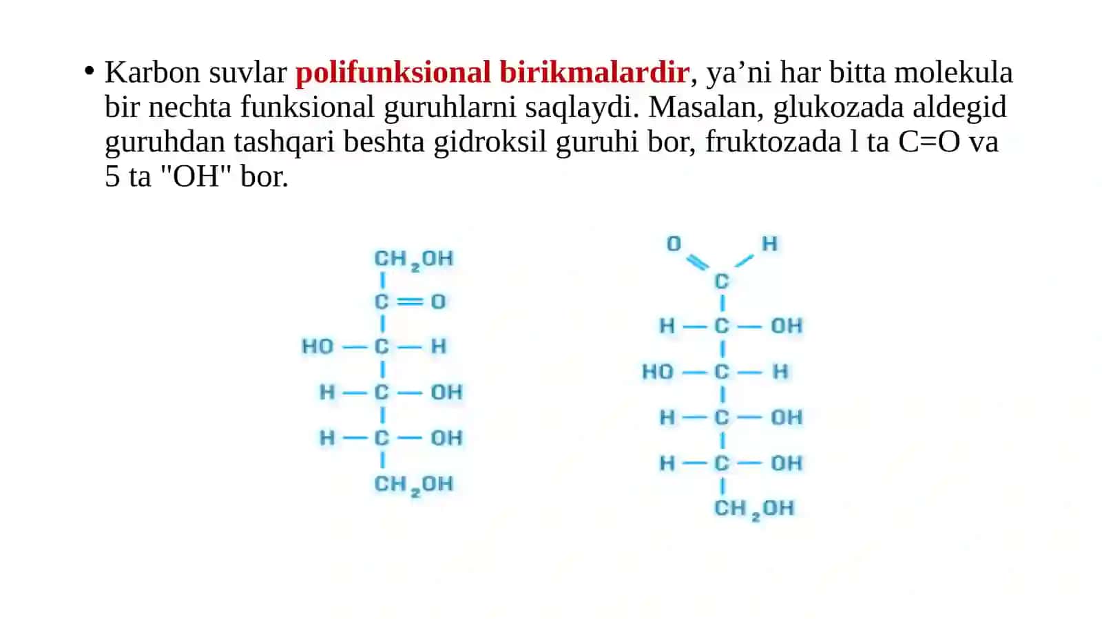 Mono, di va polisaxaridlar tuzilishi va funksiyalari. Aminokislotalar, peptidlar va oqsillar. Nuklein kislotalar tuzilishi va funksiyalari 3