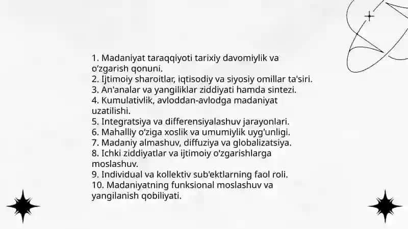 Madaniyat taraqqiyotining asosiy qonuniyatlari 3