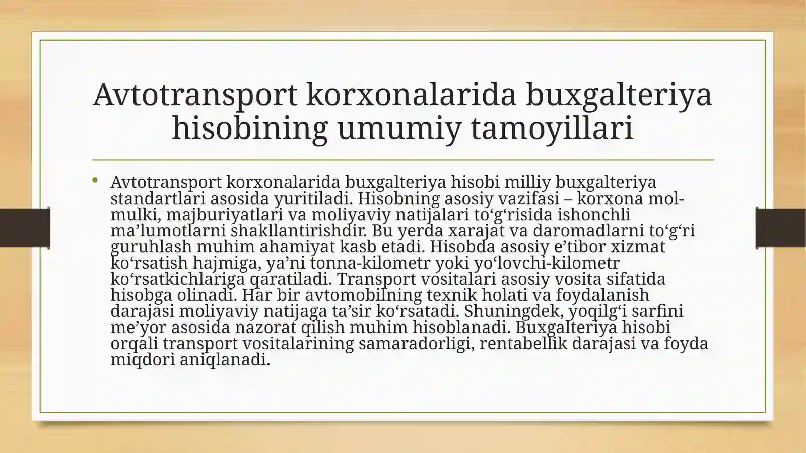 Avtotransport korxonaslarida buxgalteriya hisobi 3