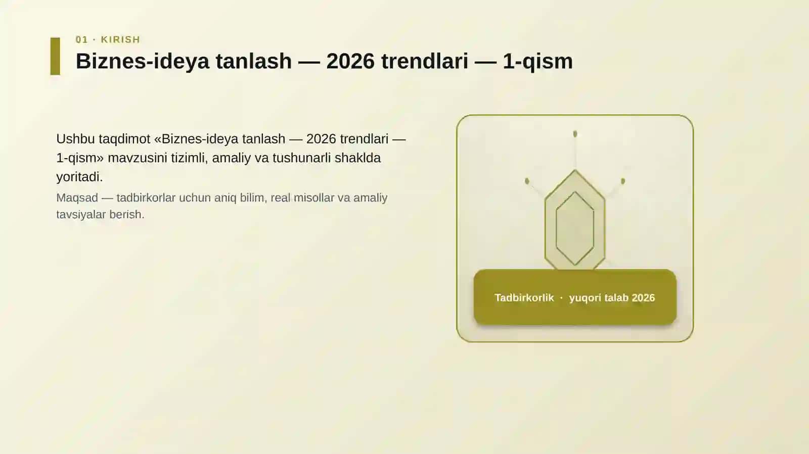 Biznes-ideya tanlash — 2026 trendlari — 1-qism 3