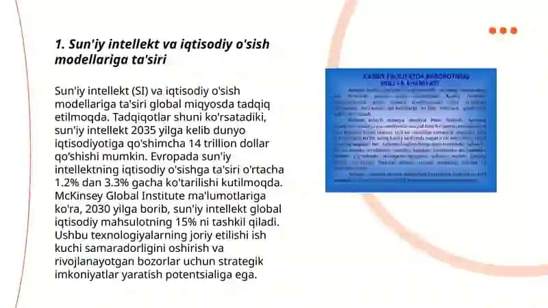 Iqtisodiyot sohalarda sun'iy intellektdan foydalanish xususiyatlari 3