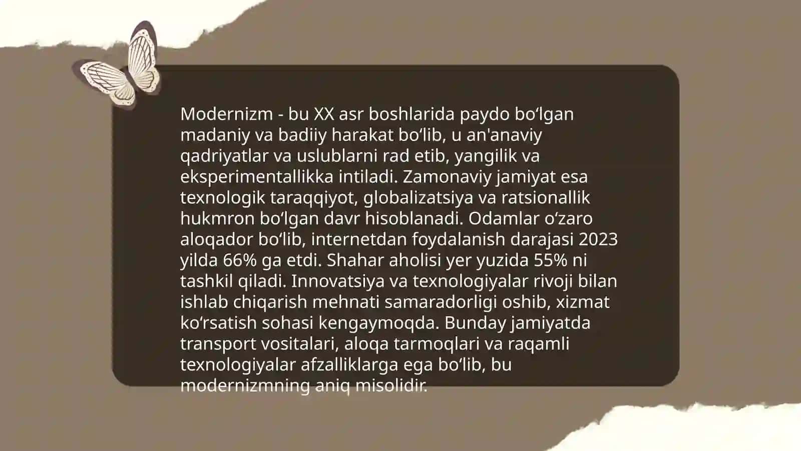 Modernizm: inson, jamiyat va muhit muammosi 3