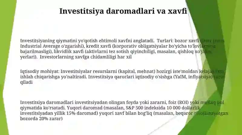 Investitsiyalarning iqtisodiy mazmuni va mohiyati 3