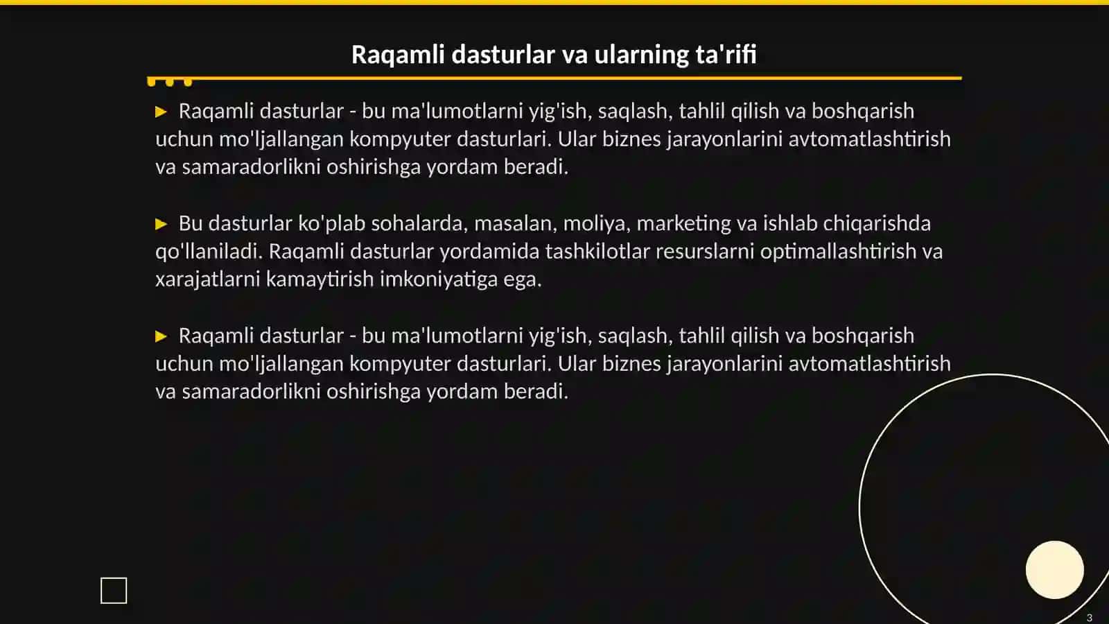 Raqamli dasturlar va ularning ta'rifi 3