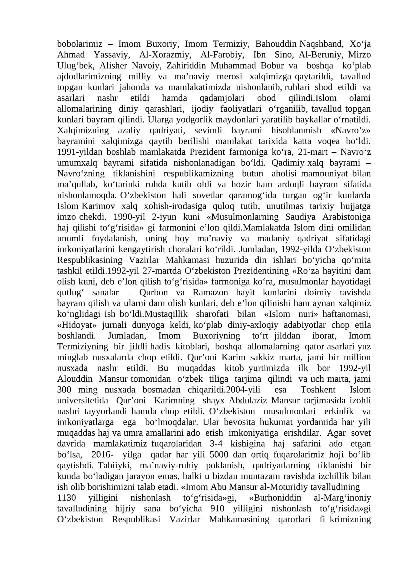 MUSTAQILLIK YILLARIDA O’ZBEKISTONDAGI MA’NAVIY VA MADANIY TARAQQIYOT 3
