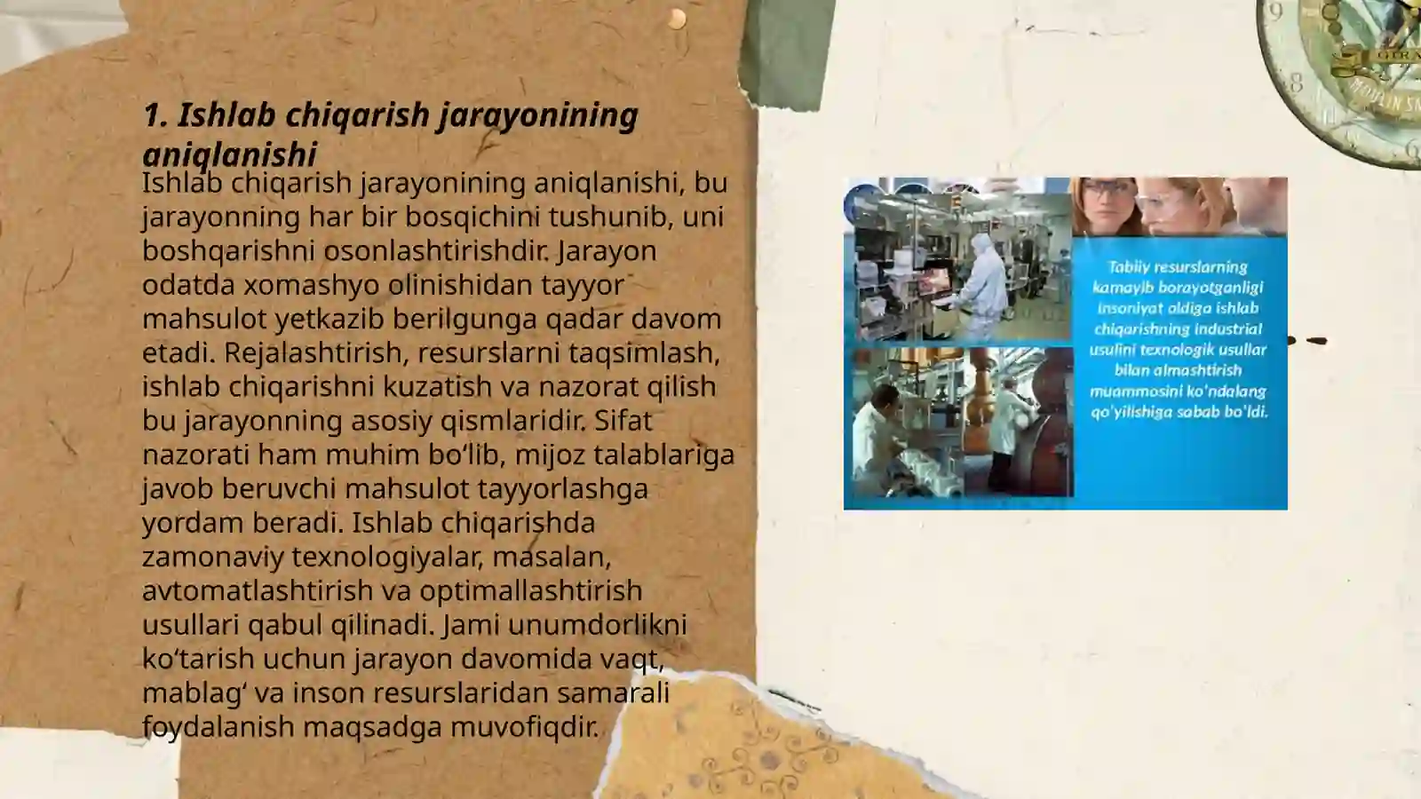 Ishlab chiqarish jarayoni va uning natijalari 3