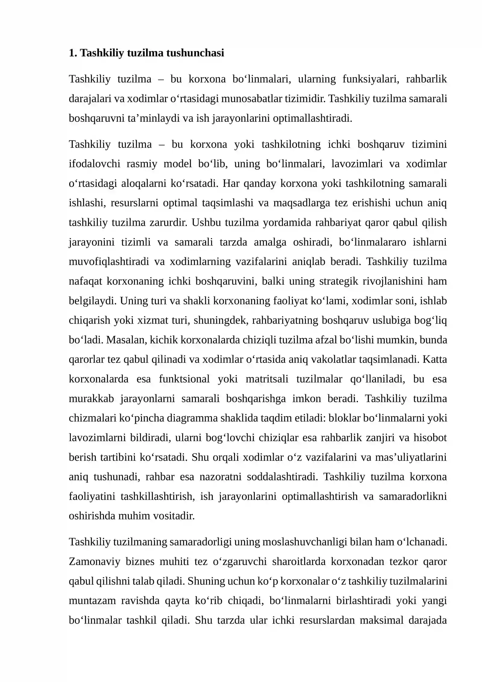 Tashkiliy tuzilma diagrammasini chizish va tahlil qilish 3