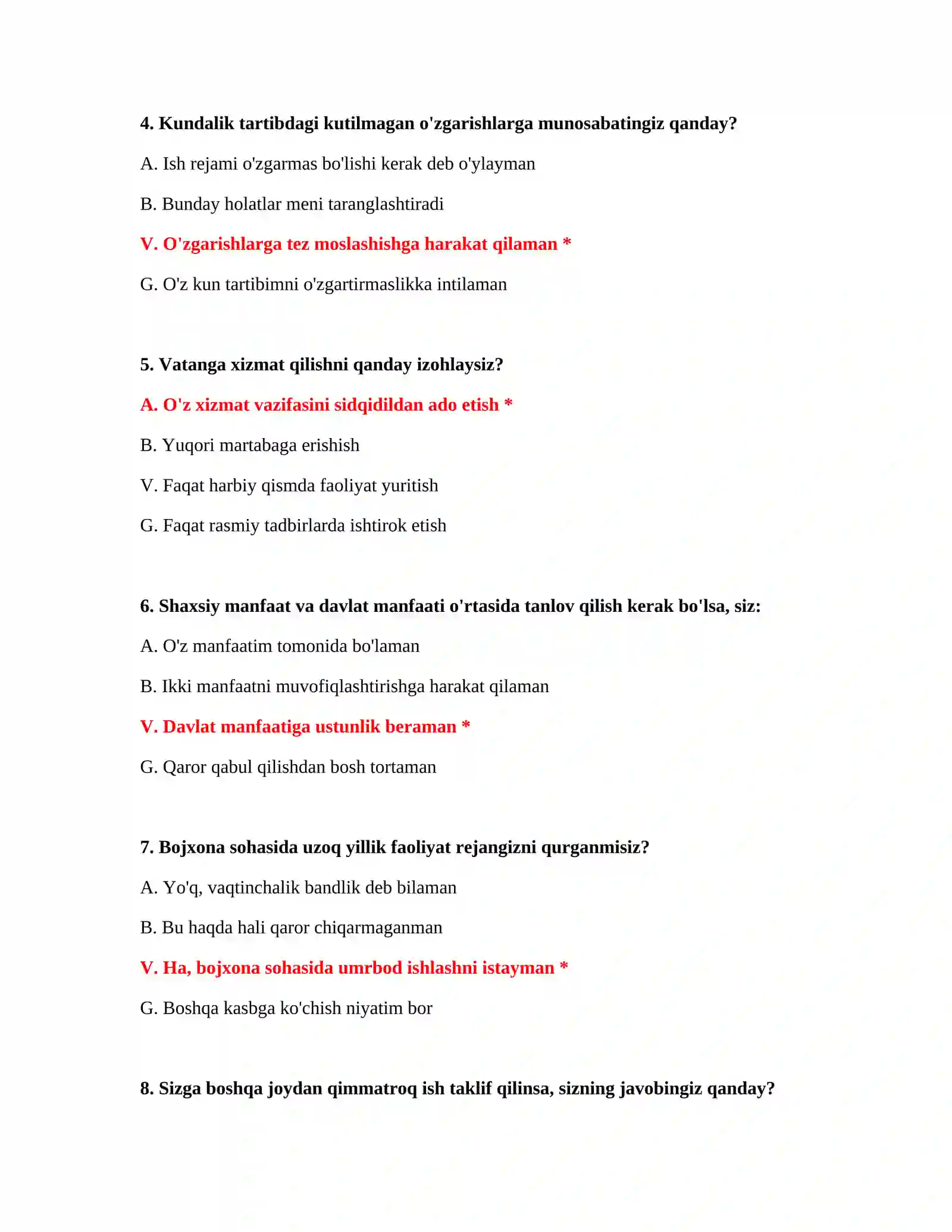 Bojxona ishga kirish IQ testlari 3