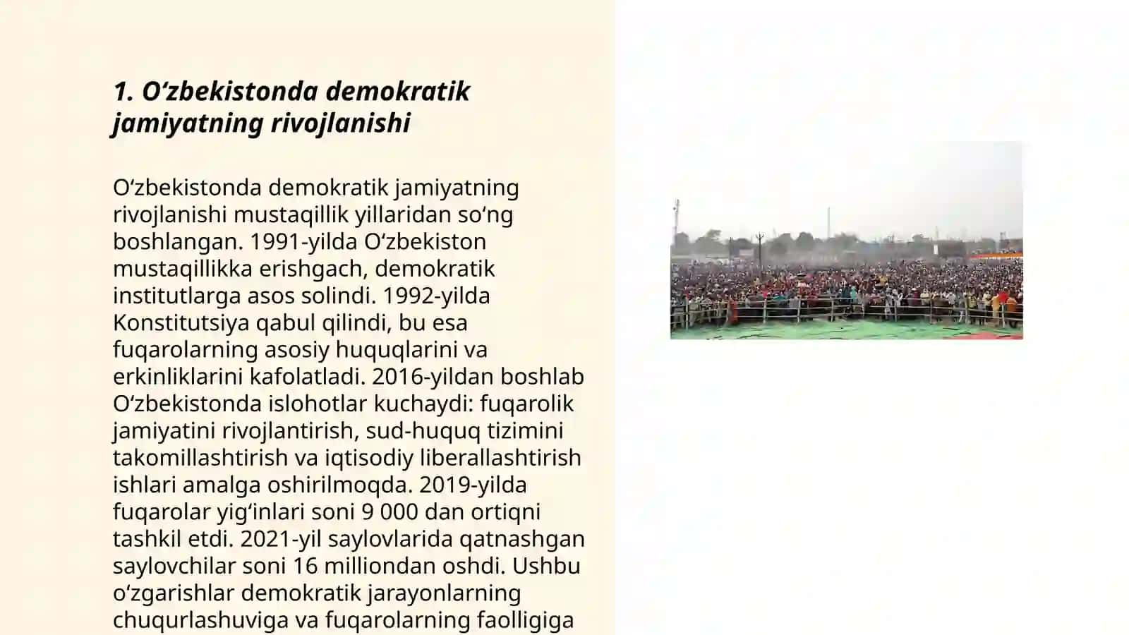 O'zbekistonda Demokratik, Fuqarolik Jamiyati Asoslarining Shakllanishi, Amalga Oshirilgan Siyosiy Isholotlar 3