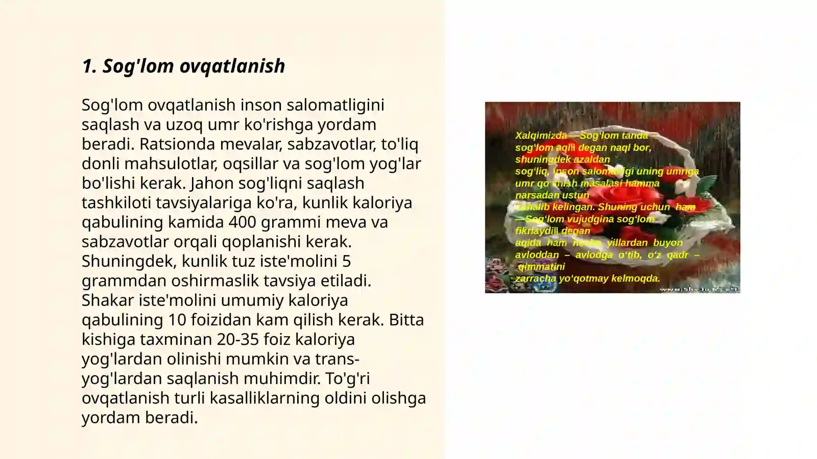 Sog'lom ovqatlanish 3