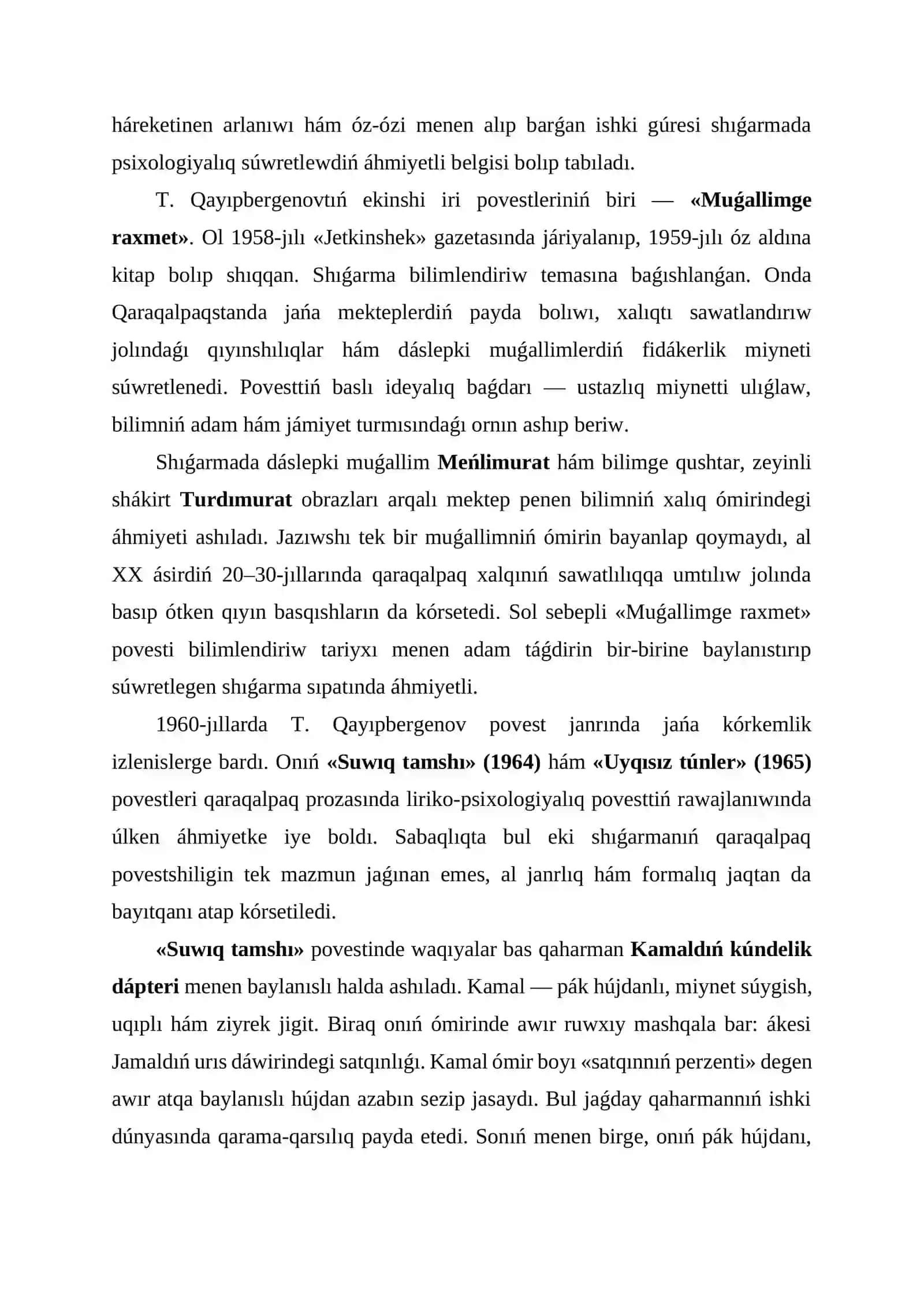 T. Qayıpbergenov povestleri 3
