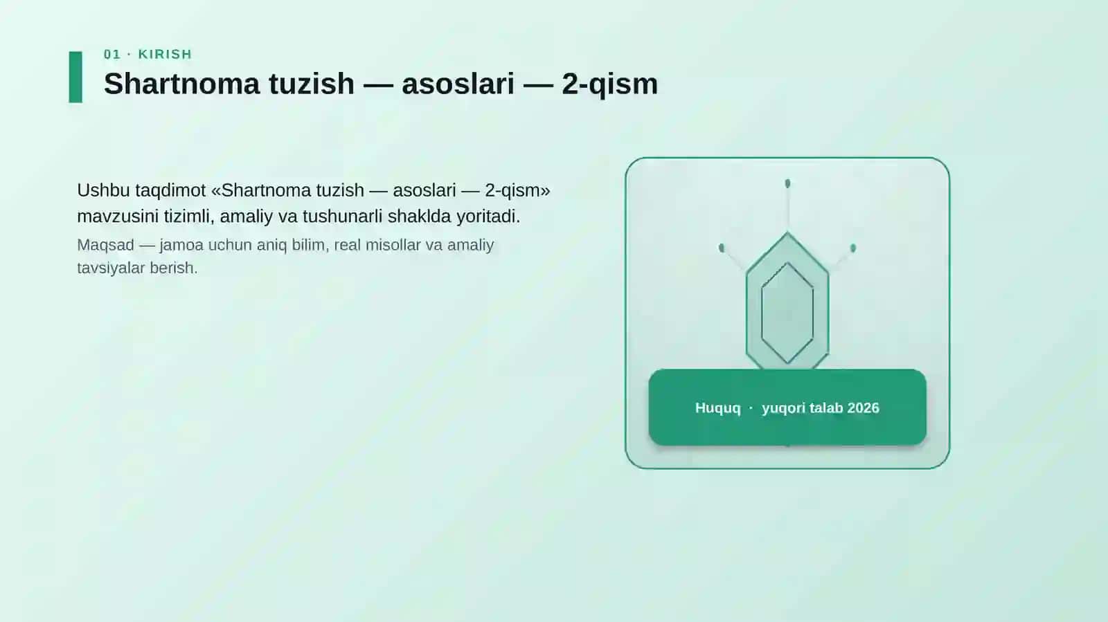 Shartnoma tuzish — asoslari — 2-qism 3